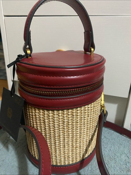 House of Harlow 1960 Handbags - House of Harlow 1960 Red Trim Woven Barrel Crossbody